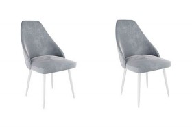 Набор стульев Милан 2 шт (серый велюр/белый) в Камне-на-Оби - kamen-na-obi.katalogmebeli.com | фото