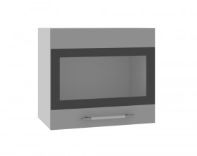 Ройс ВПГСФ 500 Шкаф верхний горизонтальный со стеклом с фотопечатью высокий (Черника софт/корпус Серый) в Камне-на-Оби - kamen-na-obi.katalogmebeli.com | фото
