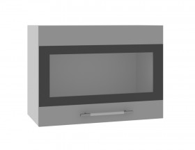 Ройс ВПГСФ 600 Шкаф верхний горизонтальный со стеклом с фотопечатью высокий (Черника софт/корпус Серый) в Камне-на-Оби - kamen-na-obi.katalogmebeli.com | фото