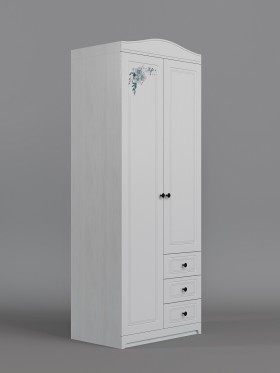 Шкаф 2-х створчатый с ящиками Бэлла (Выбеленное дерево/Белый) в Камне-на-Оби - kamen-na-obi.katalogmebeli.com | фото