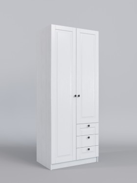 Шкаф 2-х створчатый с ящиками Классика (Белый/корпус Выбеленное дерево) в Камне-на-Оби - kamen-na-obi.katalogmebeli.com | фото