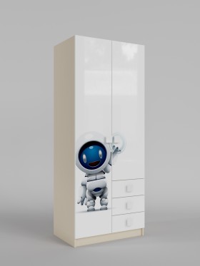 Шкаф 2-х створчатый с ящиками Санни (Белый/корпус Клен) в Камне-на-Оби - kamen-na-obi.katalogmebeli.com | фото 1