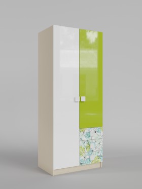 Шкаф 2-х створчатый с ящиками Твит (Белый/Зеленый/корпус Клен) в Камне-на-Оби - kamen-na-obi.katalogmebeli.com | фото 1