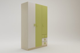 Шкаф 3-х створчатый с ящиками Эппл (Зеленый/Белый/корпус Клен) в Камне-на-Оби - kamen-na-obi.katalogmebeli.com | фото 2