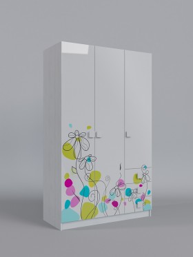 Шкаф 3-х створчатый с ящиками Флёр (Белый/корпус Выбеленное дерево) в Камне-на-Оби - kamen-na-obi.katalogmebeli.com | фото