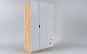 Шкаф 3-х створчатый с ящиками Лофт (Белый/корпус Дуб Сонома) в Камне-на-Оби - kamen-na-obi.katalogmebeli.com | фото
