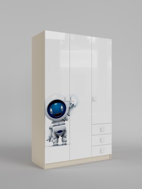 Шкаф 3-х створчатый с ящиками Санни (Белый/корпус Клен) в Камне-на-Оби - kamen-na-obi.katalogmebeli.com | фото