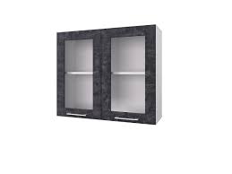 Шкаф 80 с 2-мя витринами Лофт (Камень Арья/корпус Белый) в Камне-на-Оби - kamen-na-obi.katalogmebeli.com | фото