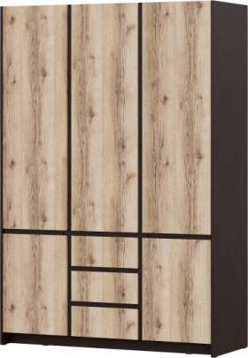 Модульная система "Прага" Шкаф для одежды трехстворчатый Дуб Венге/Дуб Делано в Камне-на-Оби - kamen-na-obi.katalogmebeli.com | фото