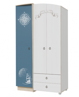 Шкаф для одежды Бриз 1200 Дуб ривьера/ Рамух белый/синий в Камне-на-Оби - kamen-na-obi.katalogmebeli.com | фото