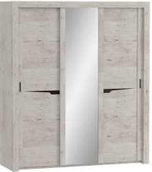 Шкаф трехдверный Соренто с раздвижными дверями Дуб бонифаций/Кофе структурный матовый в Камне-на-Оби - kamen-na-obi.katalogmebeli.com | фото 1