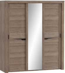 Шкаф трехдверный Соренто с раздвижными дверями Дуб стирлинг/Кофе структурный матовый в Камне-на-Оби - kamen-na-obi.katalogmebeli.com | фото 1