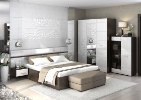 Спальня Вегас (Венге/Белый глянец) в Камне-на-Оби - kamen-na-obi.katalogmebeli.com | фото