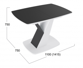 Стол обеденный «Гарда» Тип 1 (Белый/Стекло матовое черный графит) в Камне-на-Оби - kamen-na-obi.katalogmebeli.com | фото 3