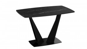 Стол раздвижной «Фабио» Тип 1 (Черный муар/Стекло черное) в Камне-на-Оби - kamen-na-obi.katalogmebeli.com | фото 5