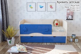 Техно Кровать детская 2 ящика 1.6 Синий глянец в Камне-на-Оби - kamen-na-obi.katalogmebeli.com | фото