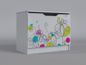 Ящик для игрушек Флёр (Белый/корпус Выбеленное дерево) в Камне-на-Оби - kamen-na-obi.katalogmebeli.com | фото